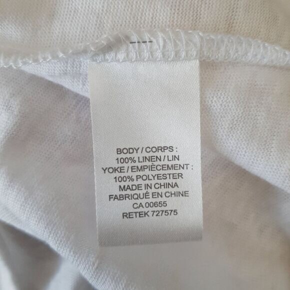 RW&CO Linen Top Semi-Sheer Floral Embroidered Yoke White Top Sz L - Picture 13 of 13